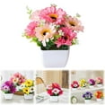 thumbnail image 2 of XJGHHSY 3 Potted Artificial Flowers Fake Flowers with Vase Faux Flowers in Pot,Spring Decor for Home office Floral Arrangement for Table Dinning Room Decoration Shelf Decor,Pink, 2 of 8