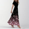 thumbnail image 3 of TQWQT Womens Floral Dresses Plus Size Spring Dress Short Sleeve Casual Long Dress Boho V Neck Church Dresses Summer Tiered Dress Hot Pink S, 3 of 5