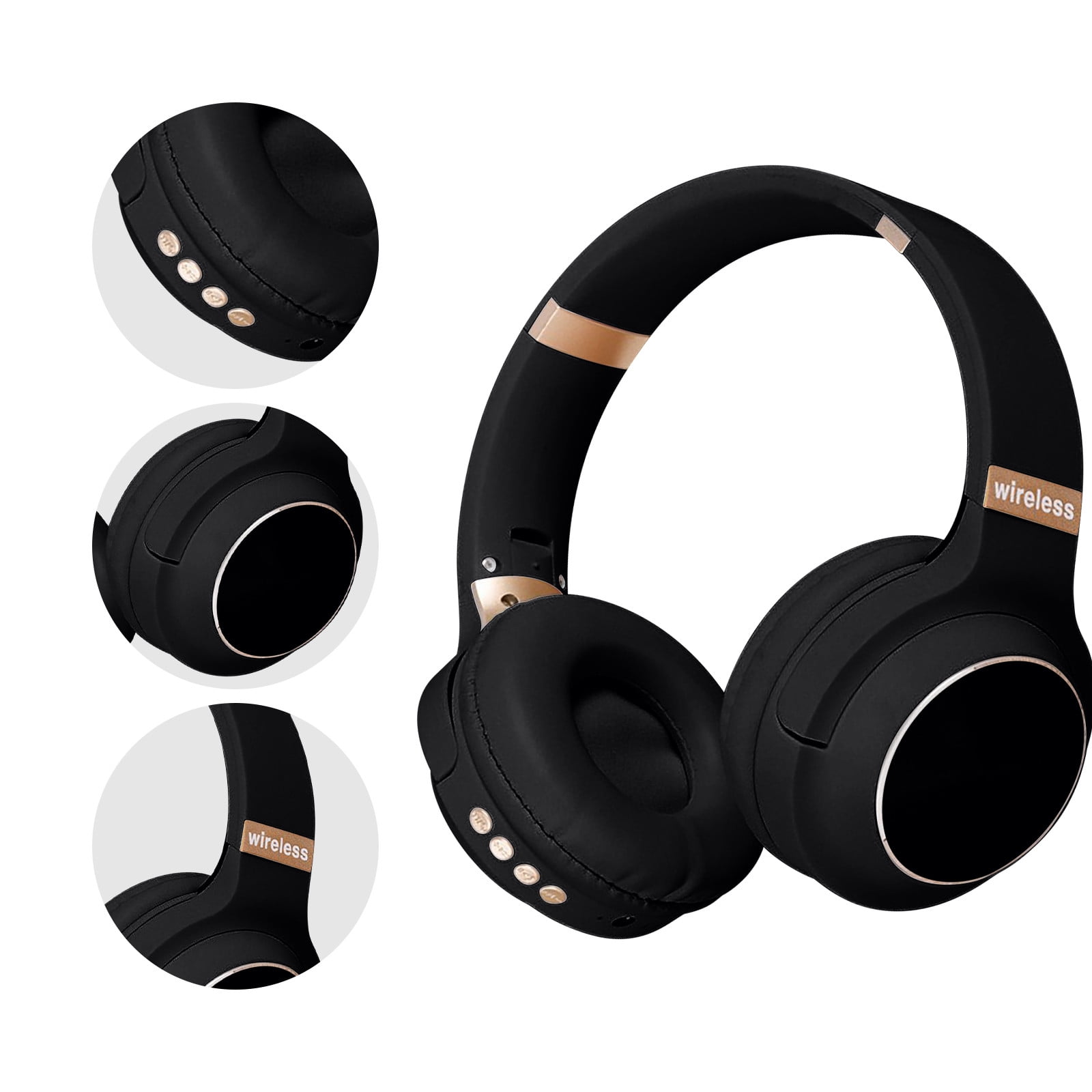 Bluetooth Headphones, 120H Playtime Headphones Wireless Bluetooth with 3 EQ Modes, Low Latency, Hands-Free Calls, Over Ear Headphones for Travel Home Office Cellphone PC - Black