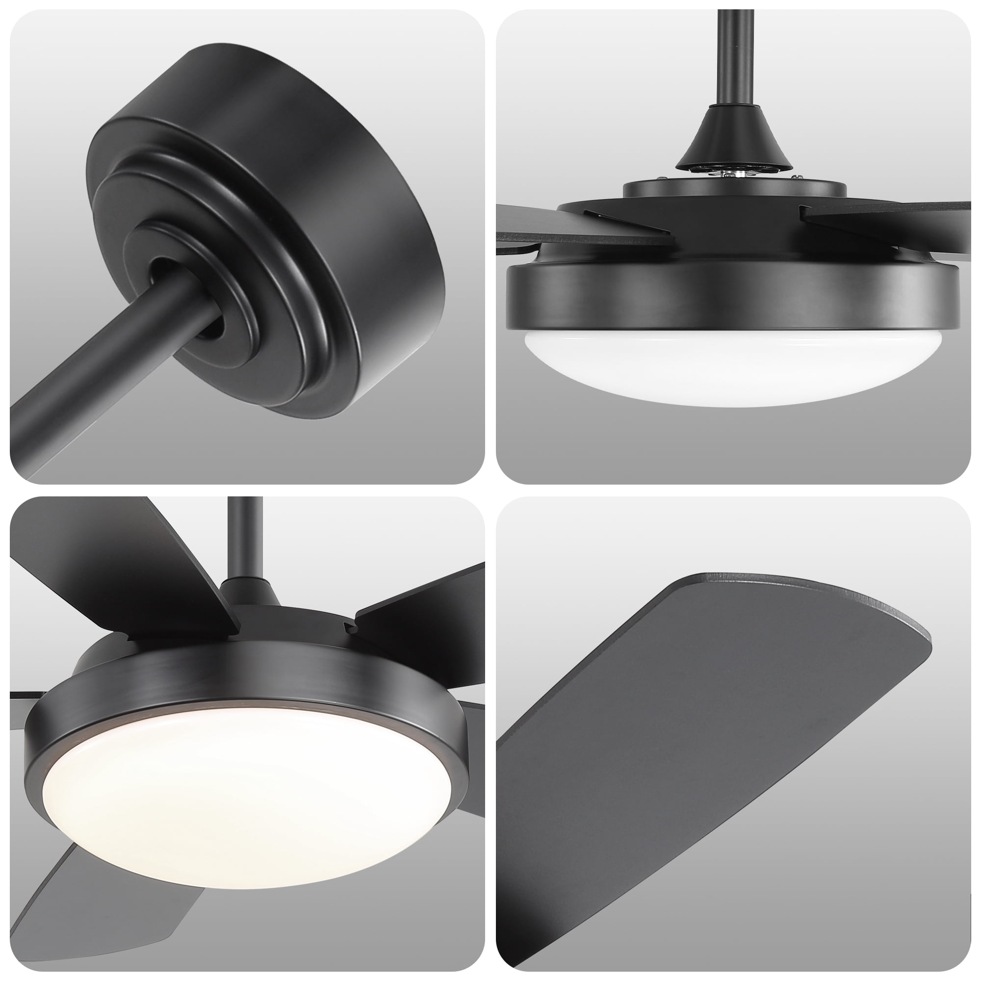 Sofucor 42'' Ceiling Fan with Lights and Remote for Bedroom Black