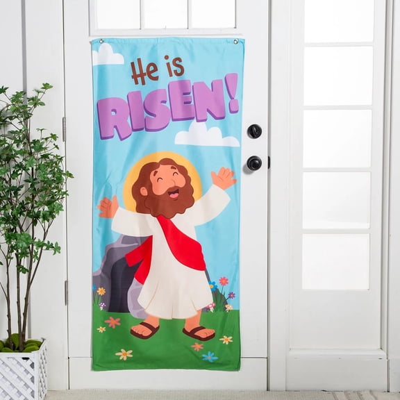 27" x 60" Religious Easter He is Risen Polyester Door Banner