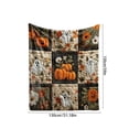 thumbnail image 3 of Halloween Ghost Pumpkin Patchwork Quilted Throw Blanket,Vintage Floral Sunflower Stitched Quilt Blanket,Soft Reversible Bed Couch Cover For Autumn Harvest,Bedroom Decor B, 3 of 6