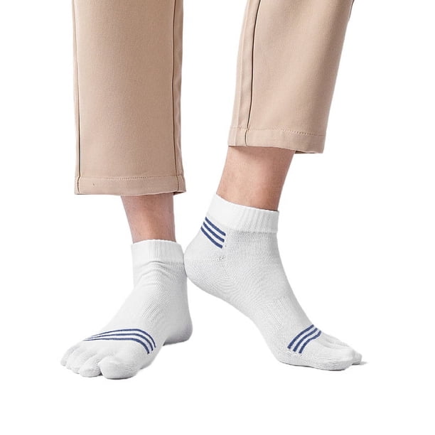 Calcetines de algodón cortos, de caña baja, de cinco dedos, de verano, deportivos, transpirables, con puntera para hombre