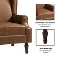 thumbnail image 2 of DREAMSIDEA Faux Leather Wingback Accent Chairs Set of 2 with Nailhead Trim & Retro Wood Legs,High Back Wing Chair for Living Room-Brown, 2 of 5