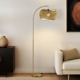 thumbnail image 6 of Brightech Wave Arched Floor Lamp – Unique Hanging Wicker Shade for Living Rooms – Rattan Style Matches Boho and Other Décor – Arcs Over Sofas and Dining Tables for Compliments - Brass, 6 of 9