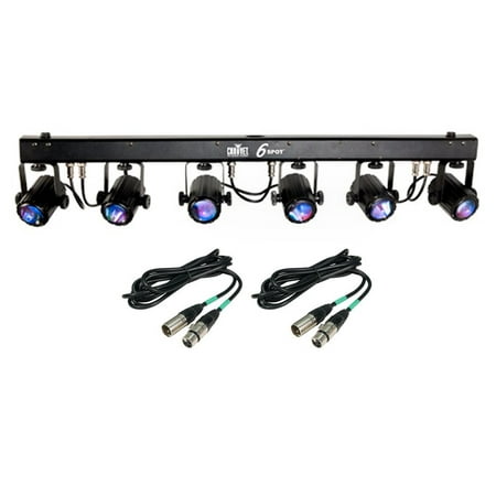 CHAUVET 6SPOT 6 Head LED Effect RGB Stage Spot Light Bar w/Case & 25' DMX Cables
