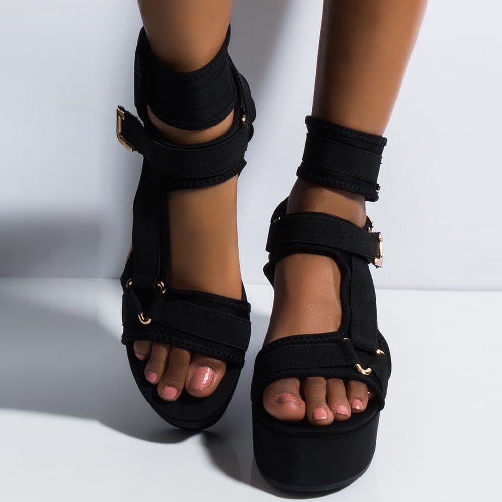 velcro platform open toe sandals