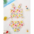 thumbnail image 6 of Kucnuzki 4T Toddler Girls Swimsuit Set 5T Girl Summer Bathing Suit Drawstring Floral Top Bottoms 2pcs Bikini Set Beach Breathable Tankini Set Swimwear Yellow, 6 of 9