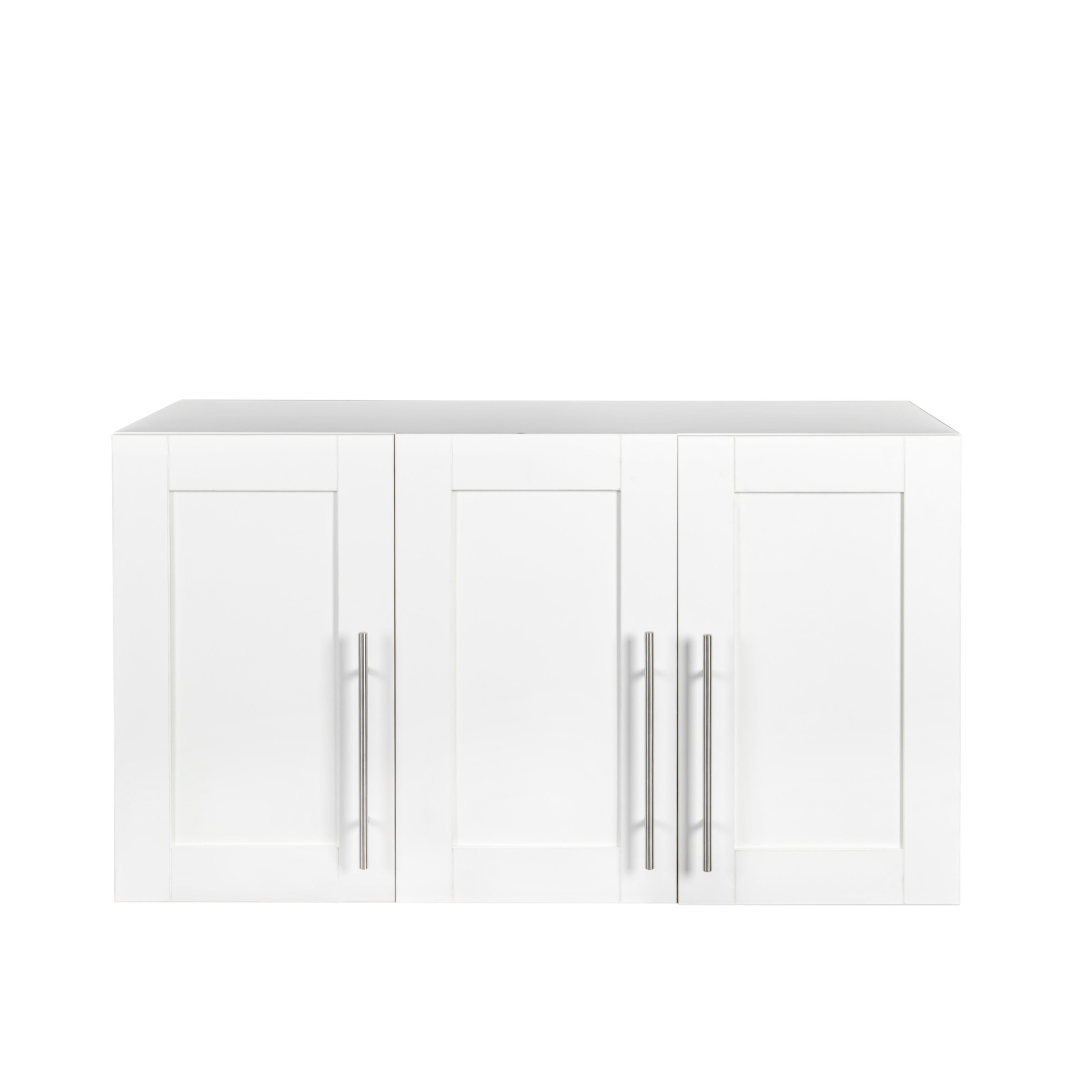 Noble House Frederick 35.43" Wall-Mounted Stackable Storage Cabinet, Adjustable Shelves, Space-Saving, White