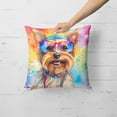 thumbnail image 4 of Yorkshire Terrier Hippie Dawg Fabric Decorative Pillow 18 in x 18 in, 4 of 5