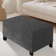 thumbnail image 4 of TOPCHANCES Stretch Ottoman Cover, Rectangle Jacquard Footstool Slipcover, Anti-Slip Furniture Protector (Dark Gray, L Size), 4 of 7