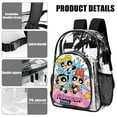 thumbnail image 5 of The Power-puff Gir-ls Stylish Mesh & Transparent Clear Backpack – Trendy, Durable & Lightweight for School, Work Or Travel, 5 of 7