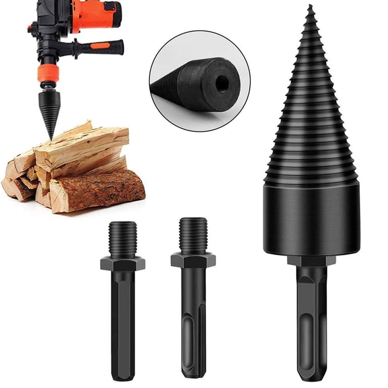 4-Pack Heavy Duty Firewood Log Splitter Drill Bit – Removable Cones For Electric Drills – Stainless Steel