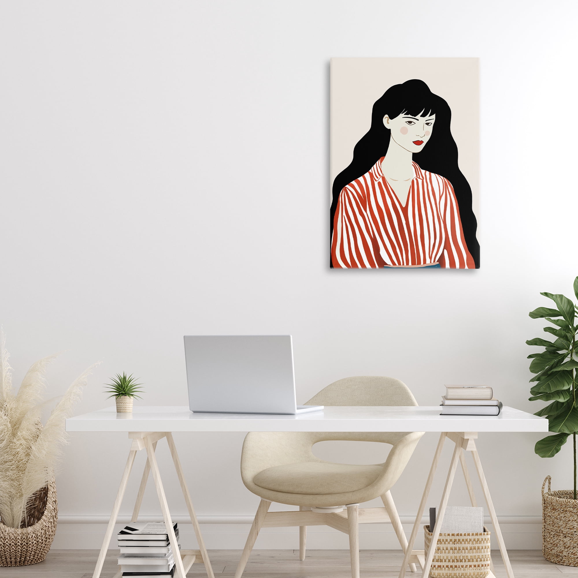 Stupell Industries Woman in Striped Blouse Canvas Wall Art, design by Omar Escalante