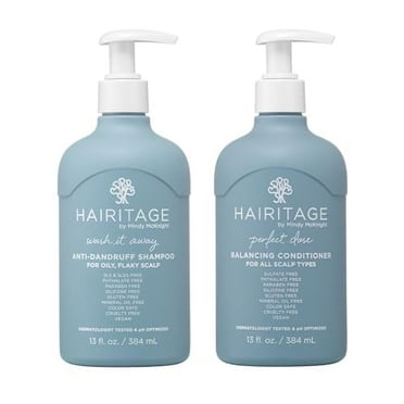 Hairitage Wash It Away Anti-Dandruff Shampoo - For Oily, Flaky Scalp - Reduces Dandruff   Perfect Dose Balancing Conditioner - Moisturizes and Soothes - 13 fl oz