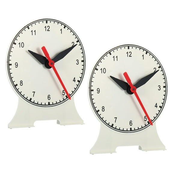 Uxcell 5.5" x 4.7" Teaching Clock Tell Time Analog Demonstration Clock 12 Hour 3 Pointers Geared, White 2 Pack