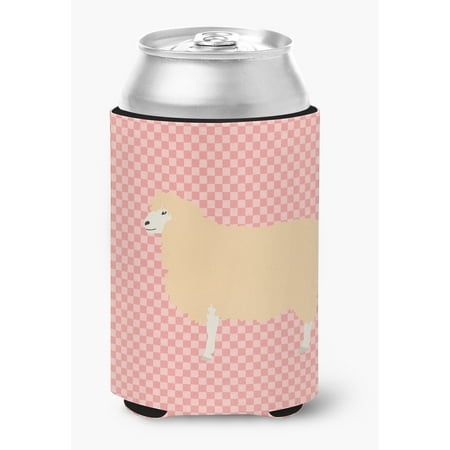 

English Leicester Longwool Sheep Pink Check Can or Bottle Hugger