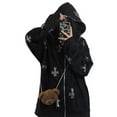 thumbnail image 3 of Qiylii Women's Long Hoodie, Rhinestone Cross Pattern Loose Full Zip Sweatshirt, 3 of 9