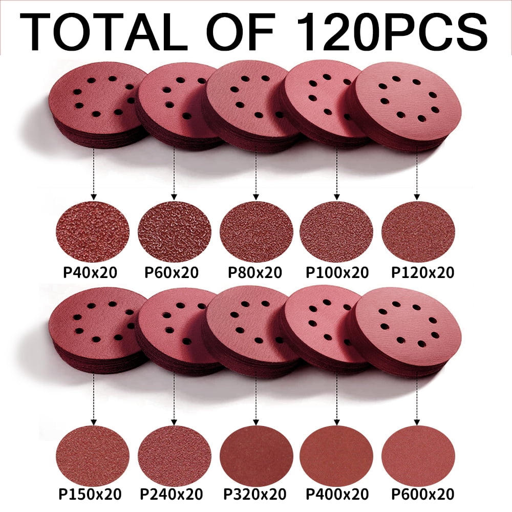 5" Sanding Disc Assortment 8 Hole Assortment Mutiple Grits for