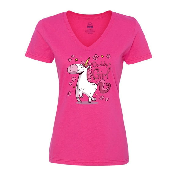 Inktastic Daddy's Girl Unicorn Women's V-Neck T-Shirt
