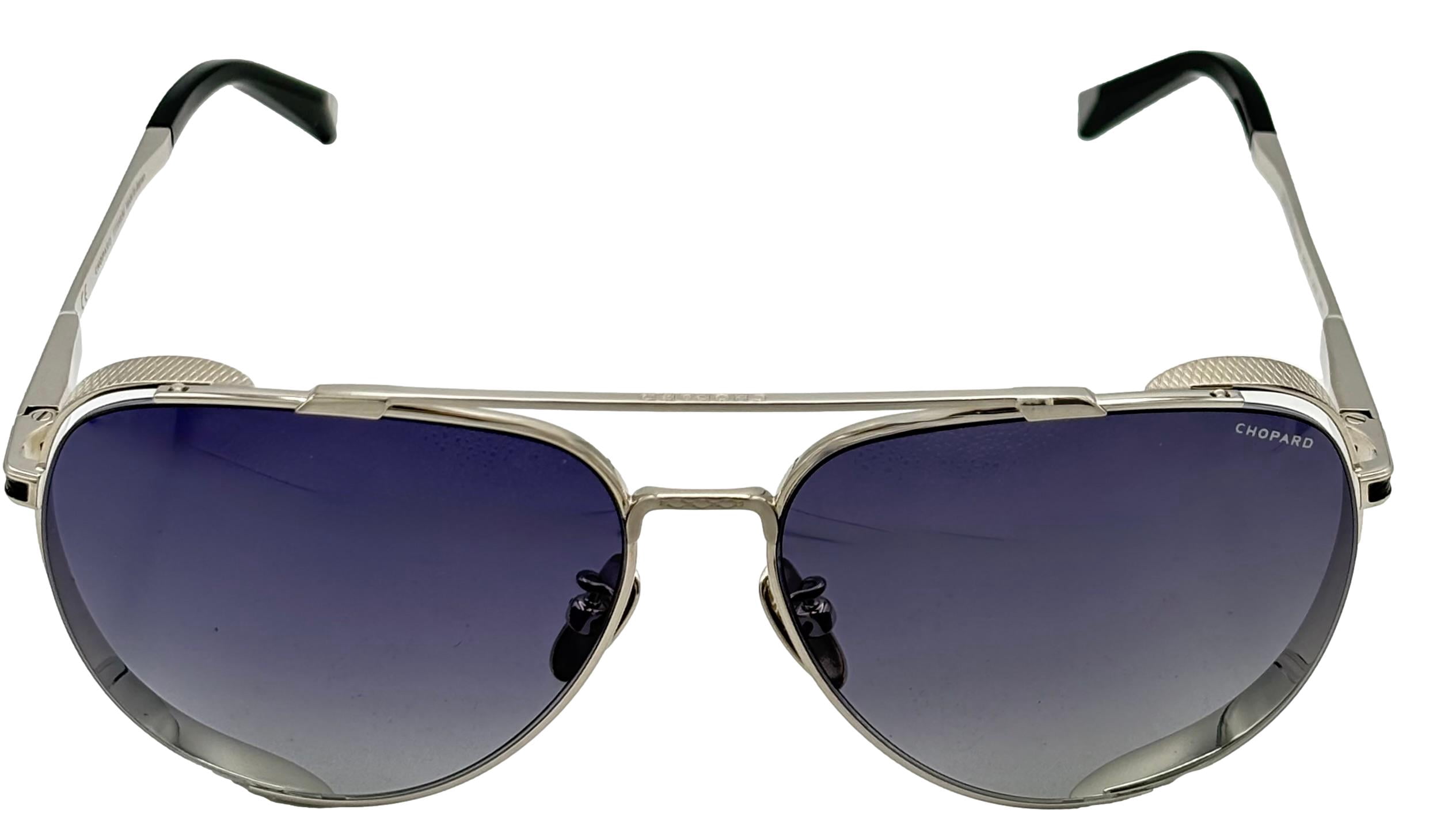 Chopard Mens Sunglasses Silver Metal Aviator Sunglass SCHC33M. 0K07
