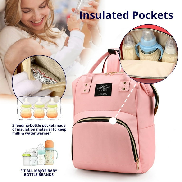 Insulated Bottle Pocket Nappy Bag Travel Backpack Baby Diaper Bag