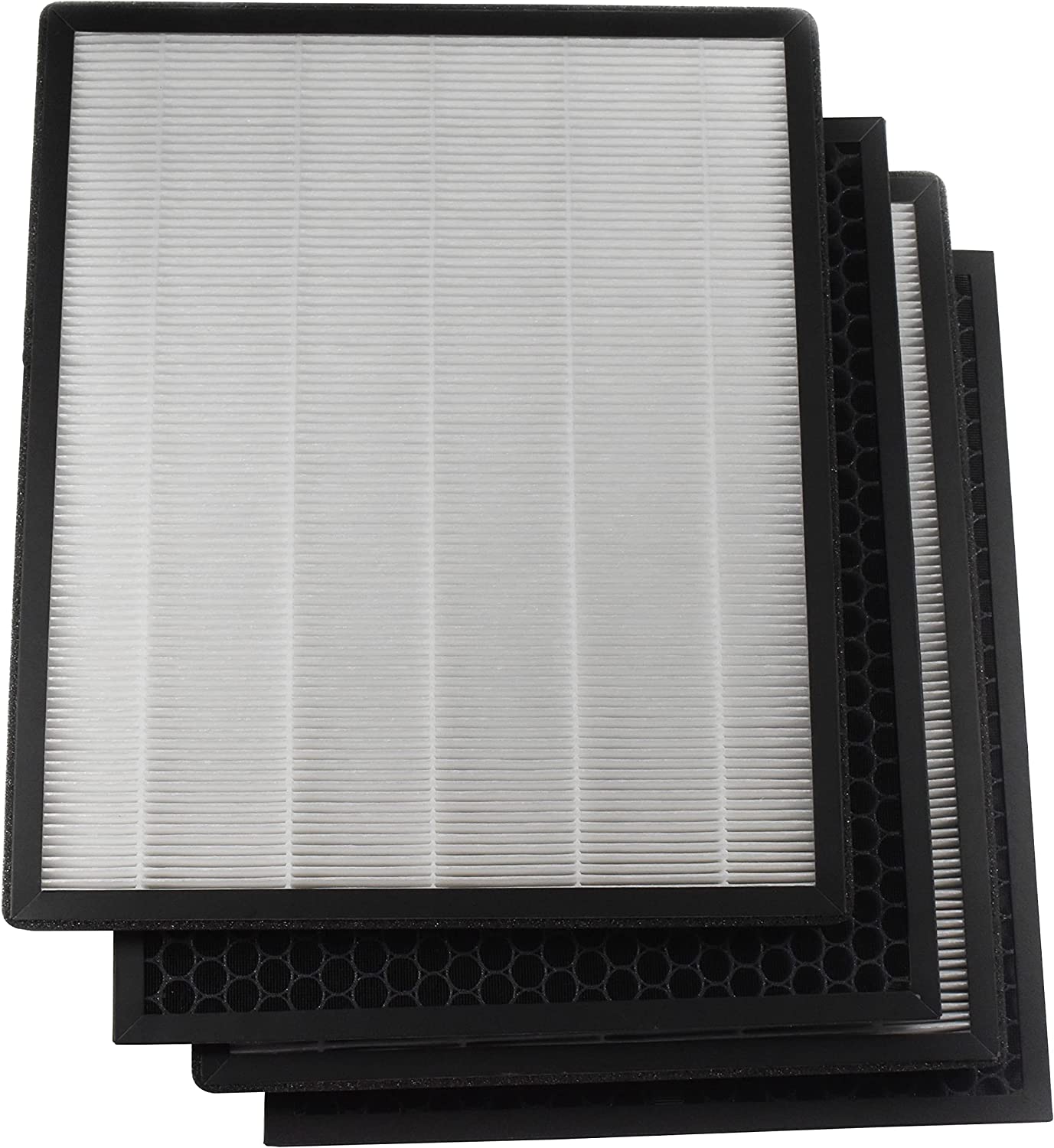 HQRP LV-PUR131 Filter Kit Compatible with Levoit LV-PUR131-RF, Smart Wi-Fi Air Purifier LV-PUR131S, 2 HEPA and 2 Activated Carbon Filters