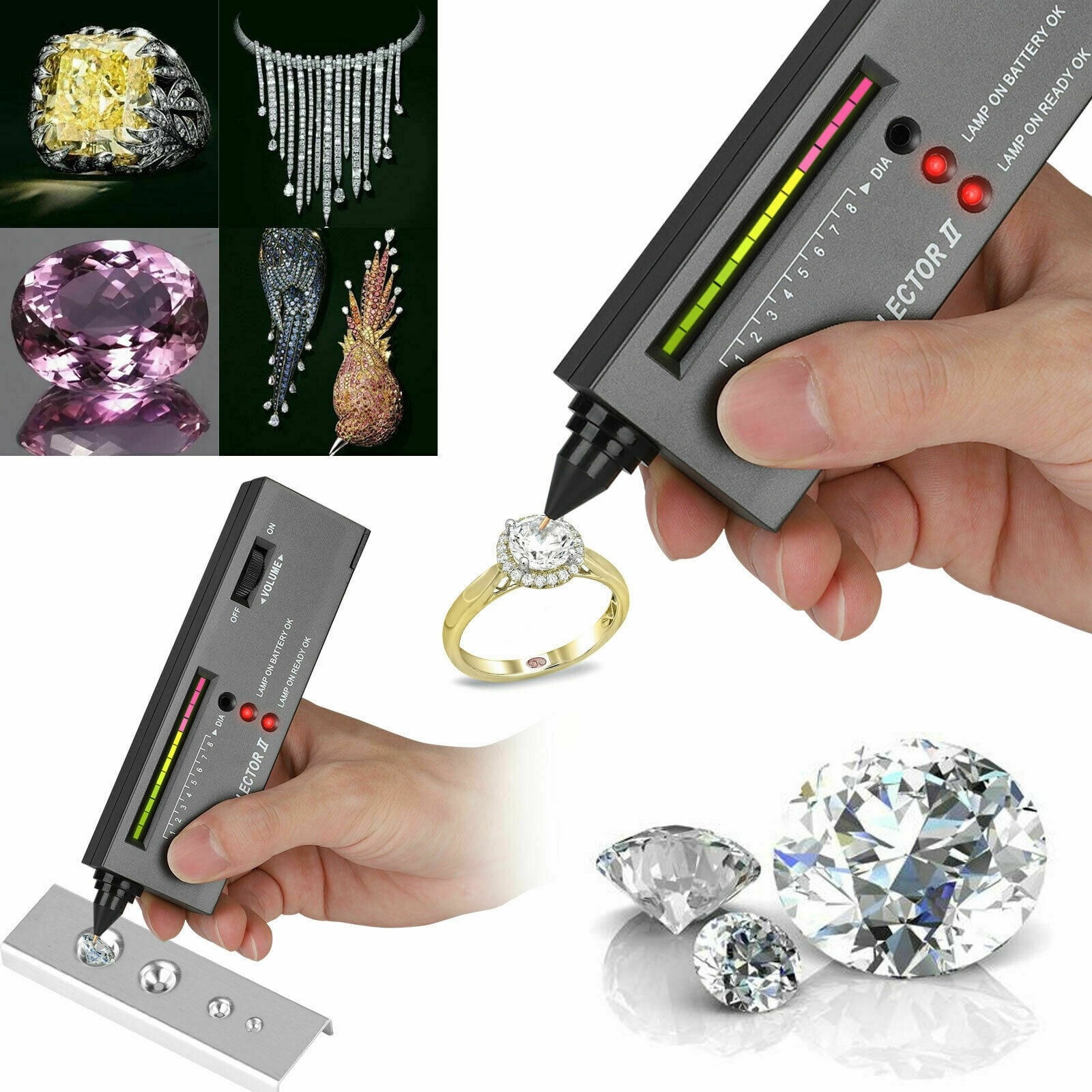 Portable Diamond Tester Pen with Case,Jewelry Gem Selector Tool for  Beginners and Expert,Professional Electronic Diamond Detector Tool for  Jewelry Gem Stone with Battery