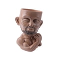 thumbnail image 1 of Maceta con forma de cara humana con orificio de drenaje para gabinete Marrón, 1 of 9
