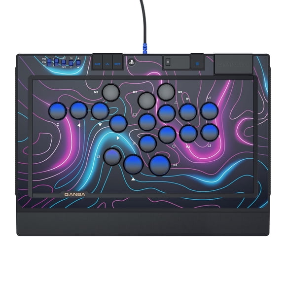 Control arcade Qanba Sapphire LED RGB tipo fight stick para PS5 y PC