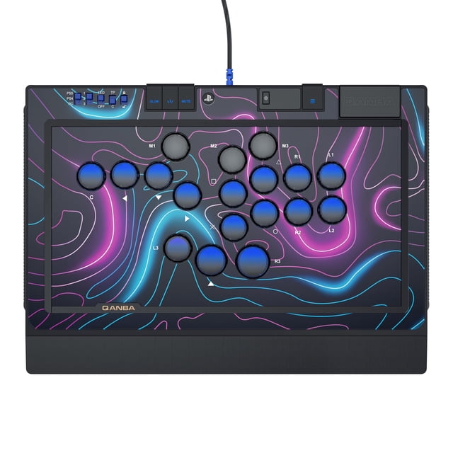 Control arcade Qanba Sapphire LED RGB tipo fight stick para PS5 y PC
