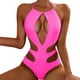 thumbnail image 1 of Gibobby Traje de baño sexy de una pieza Traje de baño Monokini de talle con control de barriga para mujer con corte cruzado en la parte delantera(Rosa,XL), 1 of 5