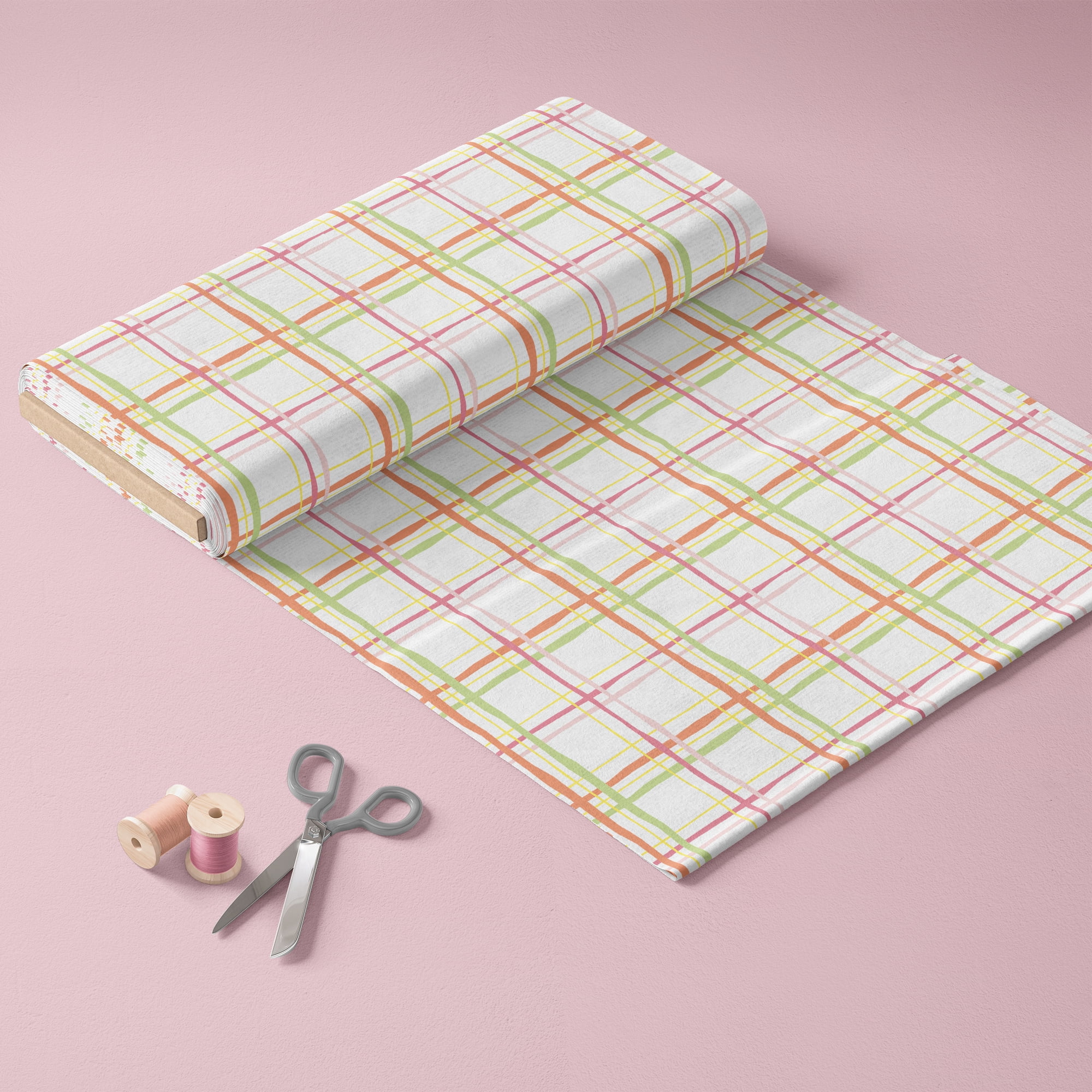 Mainstays 44" Width Cotton Flannel Savannah Plaid White Fabric 8 Yard Bolt