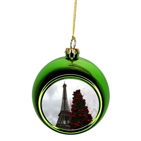 Eiffel Tower on Christmas - Christmas Tree Ornaments Green Bauble Christmas Ornament Ball - Walmart.com