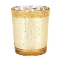 AYktou Christmas Glass Candle Holders, Glitter Aromatic Candlestick Candle Cup Candlelight Dinner Christmas Decorations Candle Holders Cup for Wedding Birthday Table Centerpieces Layout, Yellow