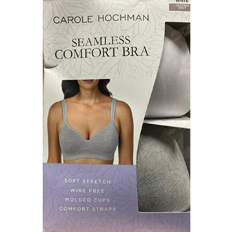 CAROLE HOCHMAN Ladies' Wire Free Seamless Bra 2-PACK, White Solid/Grey  Flower M 