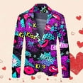thumbnail image 2 of Toimothcn Mens Suit Jacket Romantic Valentine Day Love Heart Printed Blazers Oversized Warm Slim Fit One Button Funny Festival Performance Suit Jacket Comfy Mens Dailywear, 2 of 5
