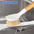 thumbnail image 3 of 3 Pack Dish Brush Set with Bamboo Handle, Kitchen Cleaner for Cleaning Pot, Pan, Sink and Stove, Scrubber with Medium Bristles, Yellow, 3 of 5