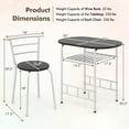thumbnail image 3 of Costway 3 Piece Dining Set Table 2 Chairs Bistro Pub Home Kitchen Breakfast Furniture, 3 of 10