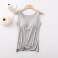 thumbnail image 2 of Women Built-in Bra Tank Tops Thick Strap Tank Tops for Women Gauze Tank Tops Cami Tank Tops for Women Basic Tank Tops Padded Crop Top Seamless Tops for Women Gray S, 2 of 9