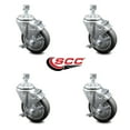 thumbnail image 2 of 4 Inch Thermoplastic Rubber Swivel 3/8 Inch Threaded Stem Caster Set with Brake, 2 of 2