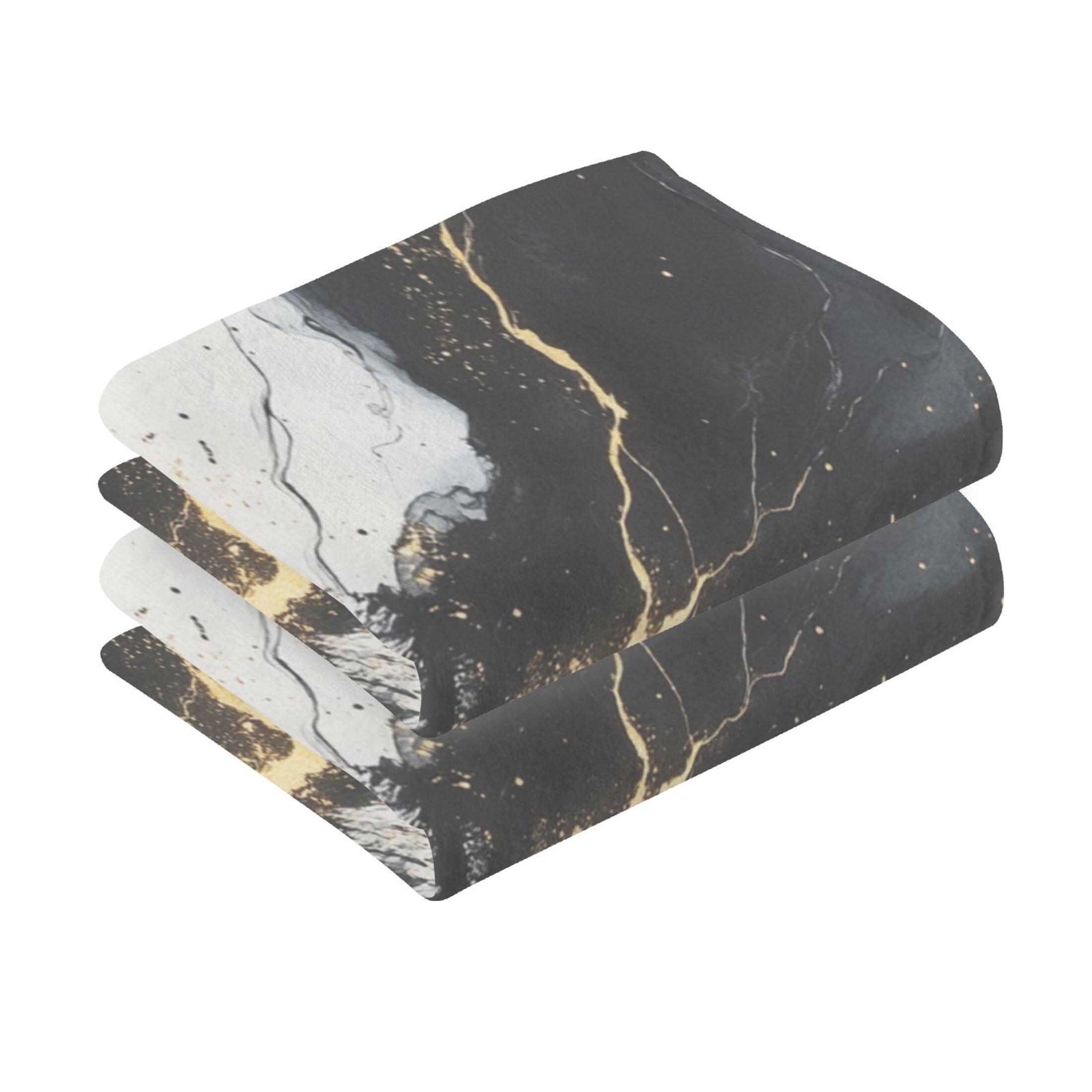 Cotton Towel Two-Piece 16x28 Inch One Sizex2 Face Towel Set Towel Set Cotton Hand Bath Towel Bathroom Beach Black Beautiful Marble