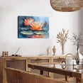 thumbnail image 4 of Water Lily Flower Canvas Wall Art, Abstract Oil Painting Style Lotus Print, Floral Botanical Artwork for Living Room Bedroom Bathroom Decor, Ready to Hang, 4 of 6