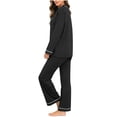 thumbnail image 5 of Women Fashionable Casual Loose Solid Color V Neck Long Sleeved Pants Pajama Set Top Pants Set, 5 of 7