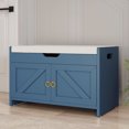 thumbnail image 3 of ModFusion Blue Shoe Bench Entryway Organizer with Flip-Top Seat, Padded Cushion and Storage Cabinet, 3 of 9