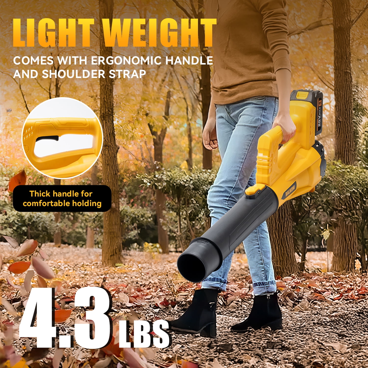 Cordless Leaf Blower Battery Powered Handheld, 170 MPH Electric Leaf Blower Includes 20V MAX TWO*4.0AH Battery & Fast Charger, Lightweight Lawn Blower High Speed Lawn Blower For Garden Yard Cleanup