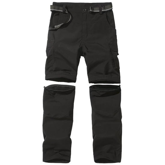 JOMLUN Boys Scout Pants Hiking Convertible Pants Outdoor Quick Dry Lightweight Zip Off Pants Climbing Casual Trouser Kids Youth Cargo Pants