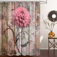 thumbnail image 4 of Farmhouse Flower Floral Shower Curtain, Rustic Pink Dahlia Shower Curtain Set, Country Pink Wild Garden Plant Waterproof Fabric Shower Curtain with Hooks, Surreal Bathroom Curtain, 36X72inch, 4 of 5