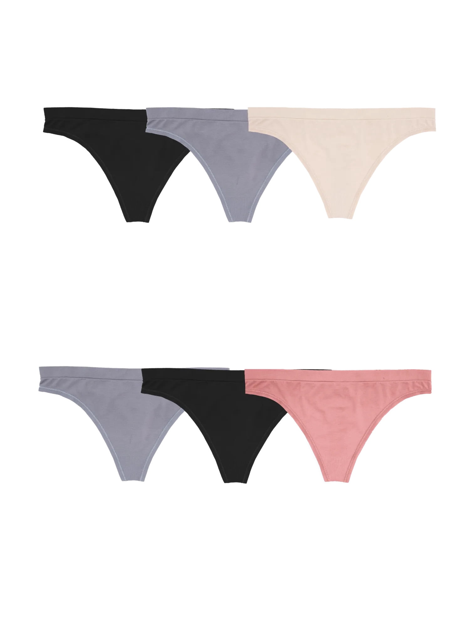 Fruit of the Loom Women's Seamless Underwear, No Show Panties, Multiple Styles, 4‑Way Stretch, 6-Pack, Sizes S-2XL