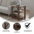 thumbnail image 6 of BizChair Modern Farmhouse Wooden 3 Tier End Table with Black Metal Corner Accents and Cross Bracing, Rustic Oak, 6 of 11